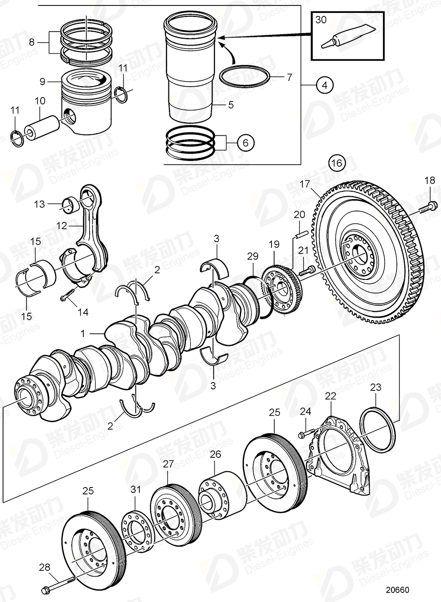 VOLVO Cylinder liner kit 3817084 Drawing